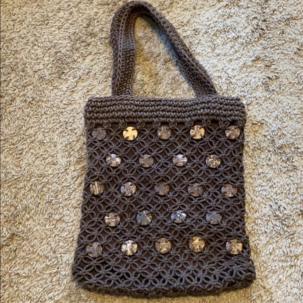 Boho knit brown summer bag